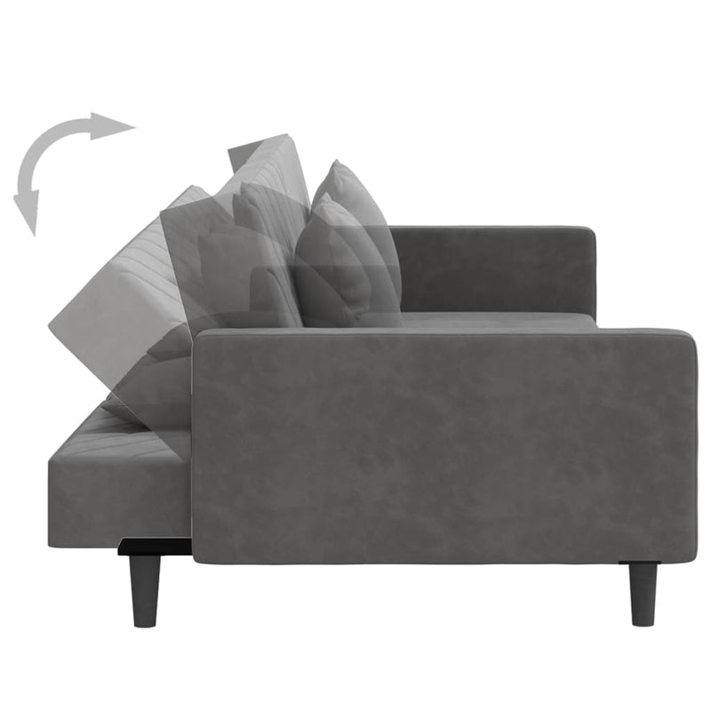 2-Seater Sofa Bed with Two Pillows Dark Grey Velvet Payday Deals