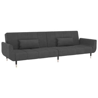 2-Seater Sofa Bed with Two Pillows Dark Grey Velvet Payday Deals