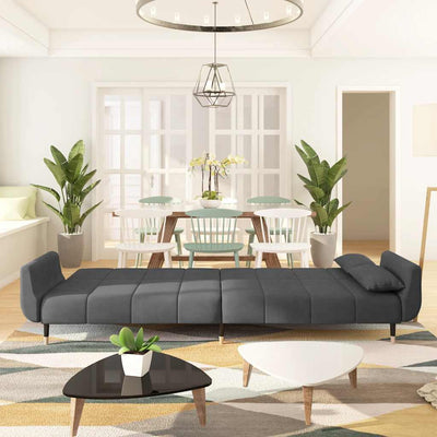 2-Seater Sofa Bed with Two Pillows Dark Grey Velvet Payday Deals