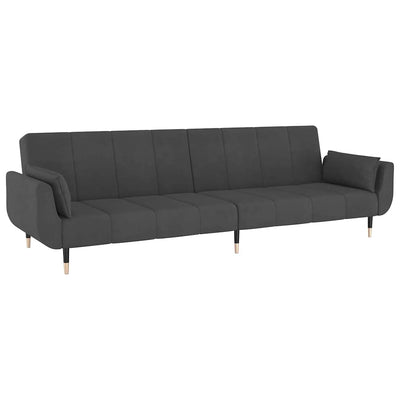2-Seater Sofa Bed with Two Pillows Dark Grey Velvet Payday Deals