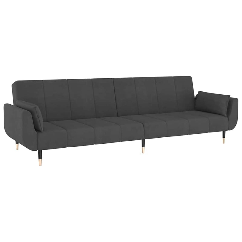 2-Seater Sofa Bed with Two Pillows Dark Grey Velvet Payday Deals