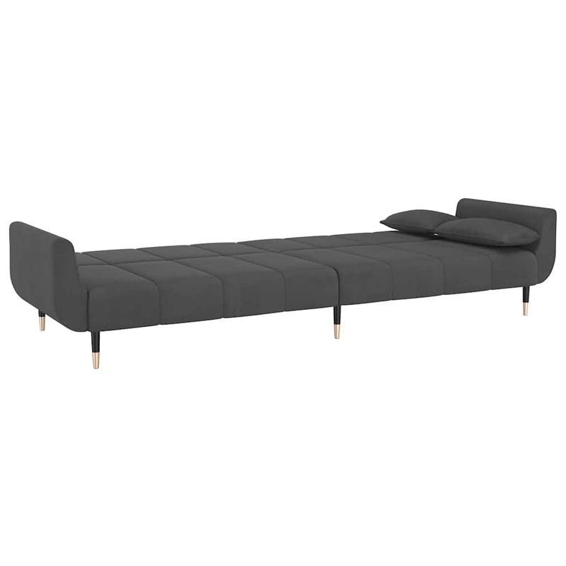 2-Seater Sofa Bed with Two Pillows Dark Grey Velvet Payday Deals