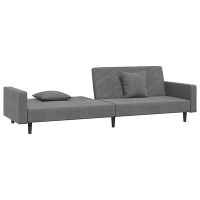 2-Seater Sofa Bed with Two Pillows Dark Grey Velvet Payday Deals