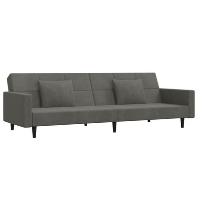 2-Seater Sofa Bed with Two Pillows Dark Grey Velvet Payday Deals