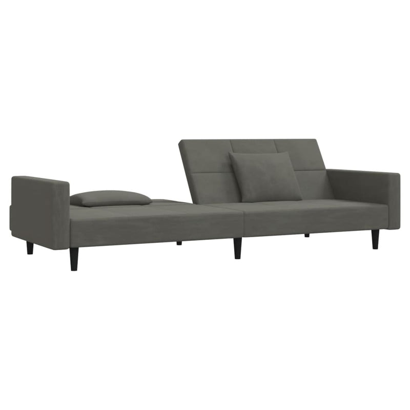 2-Seater Sofa Bed with Two Pillows Dark Grey Velvet Payday Deals