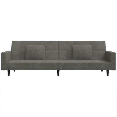 2-Seater Sofa Bed with Two Pillows Dark Grey Velvet Payday Deals