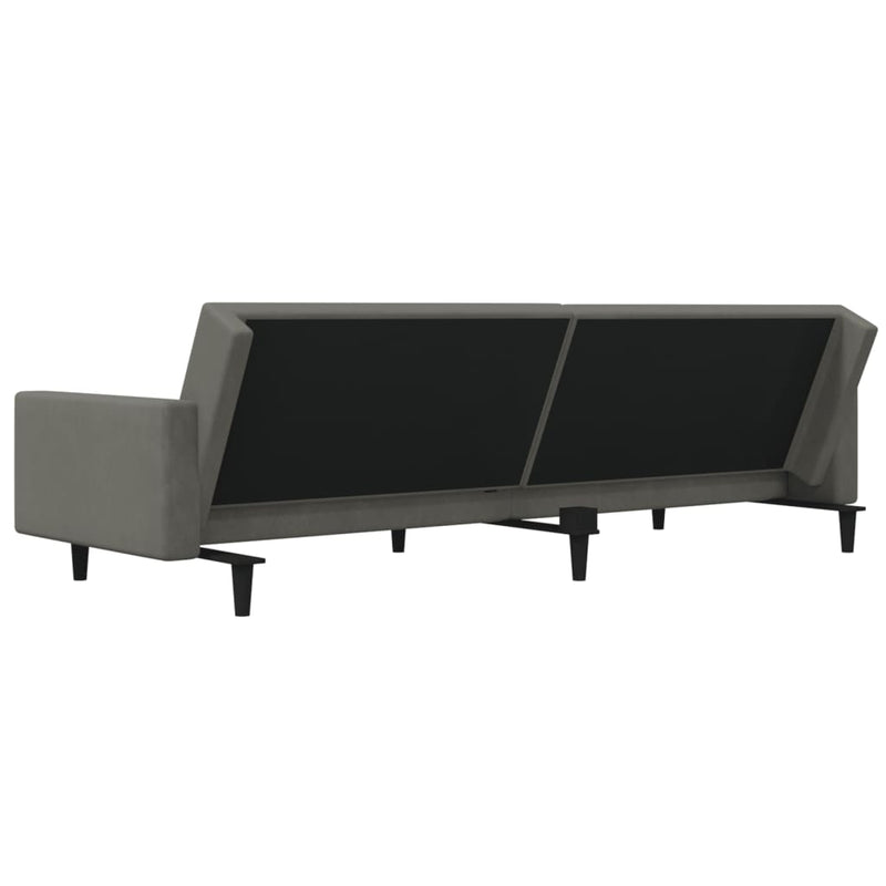 2-Seater Sofa Bed with Two Pillows Dark Grey Velvet Payday Deals