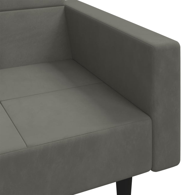 2-Seater Sofa Bed with Two Pillows Dark Grey Velvet Payday Deals