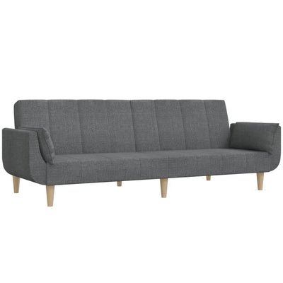 2-Seater Sofa Bed with Two Pillows Light Grey Fabric Payday Deals