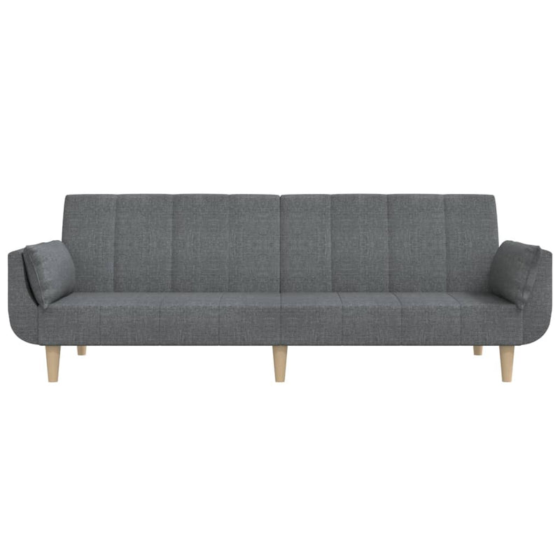 2-Seater Sofa Bed with Two Pillows Light Grey Fabric Payday Deals