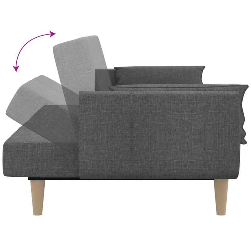 2-Seater Sofa Bed with Two Pillows Light Grey Fabric Payday Deals