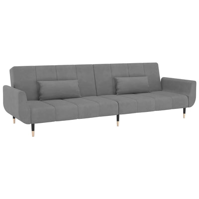 2-Seater Sofa Bed with Two Pillows Light Grey Velvet Payday Deals