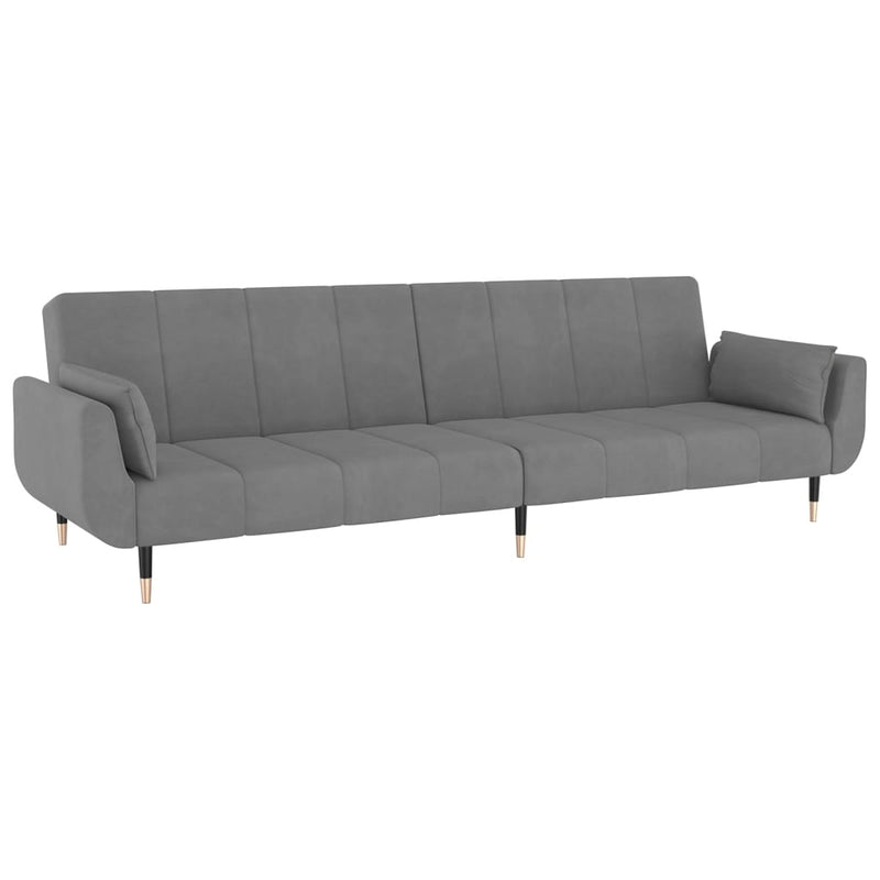 2-Seater Sofa Bed with Two Pillows Light Grey Velvet Payday Deals