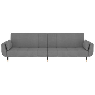 2-Seater Sofa Bed with Two Pillows Light Grey Velvet Payday Deals