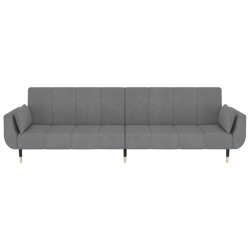 2-Seater Sofa Bed with Two Pillows Light Grey Velvet Payday Deals