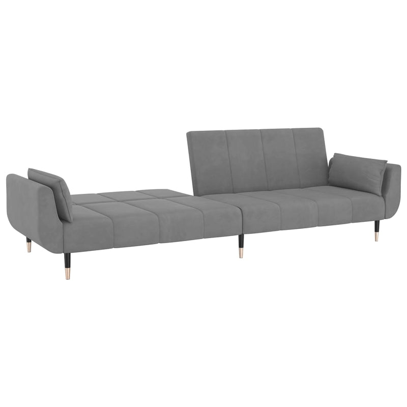 2-Seater Sofa Bed with Two Pillows Light Grey Velvet Payday Deals