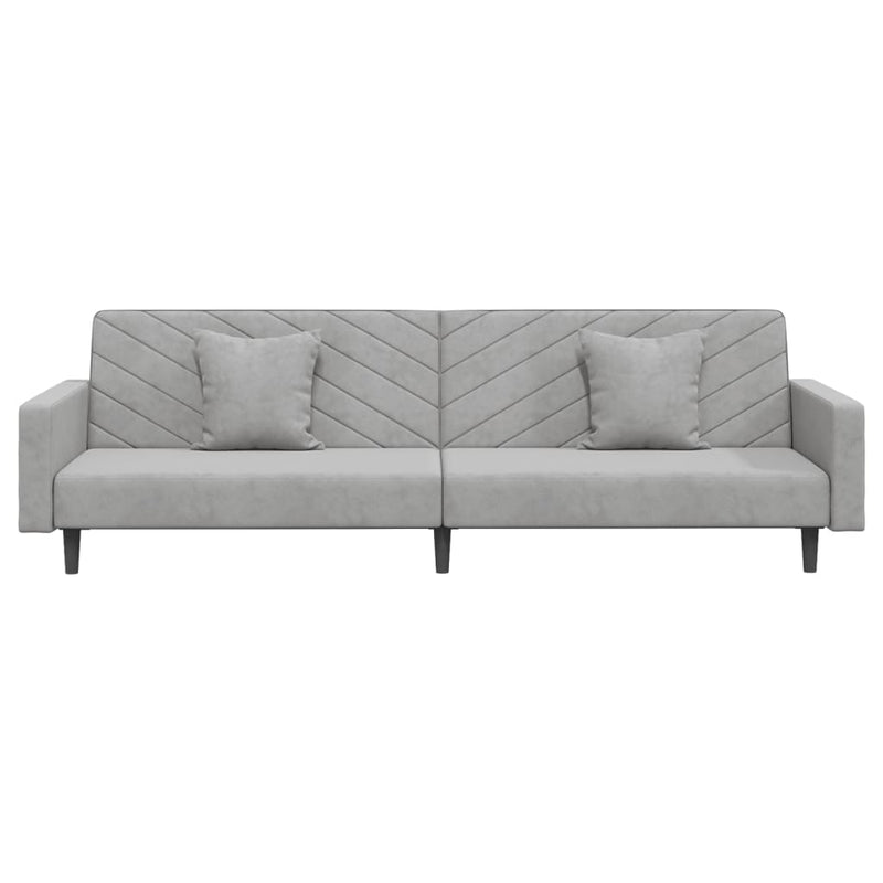 2-Seater Sofa Bed with Two Pillows Light Grey Velvet Payday Deals