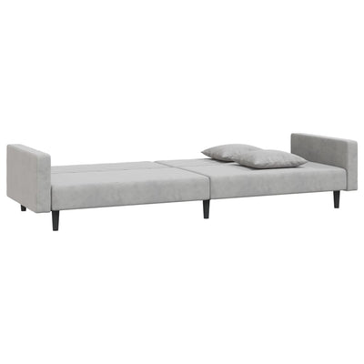 2-Seater Sofa Bed with Two Pillows Light Grey Velvet Payday Deals