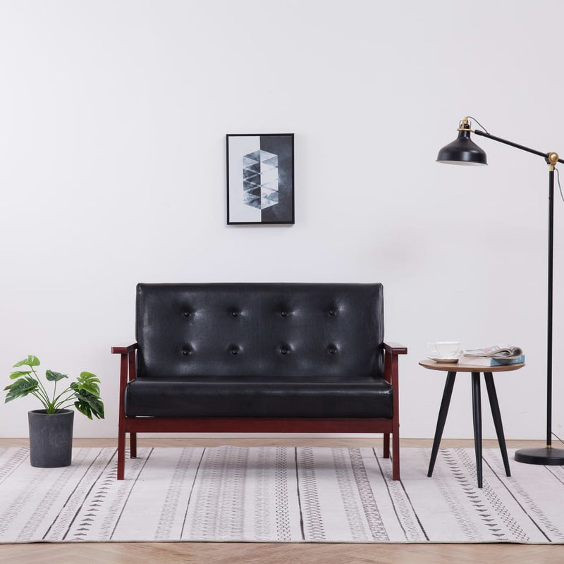 2-Seater Sofa Black Faux Leather Payday Deals