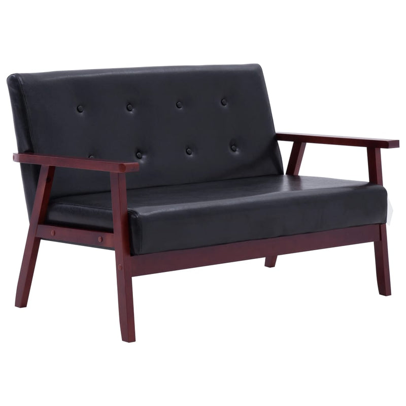 2-Seater Sofa Black Faux Leather Payday Deals