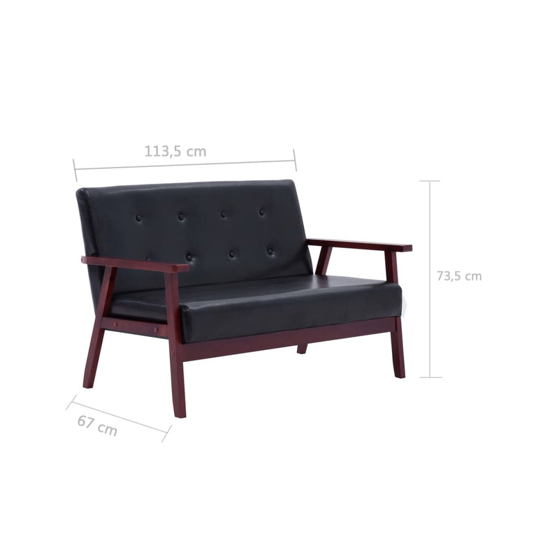2-Seater Sofa Black Faux Leather Payday Deals