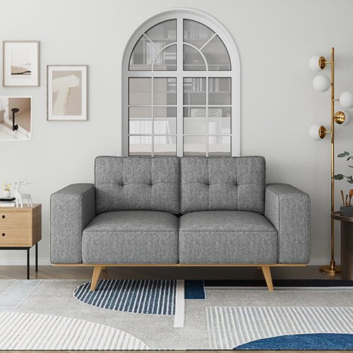 2 Seater Sofa Fabric Upholstery Grey Colour Pocket Spring Wooden Frame Payday Deals
