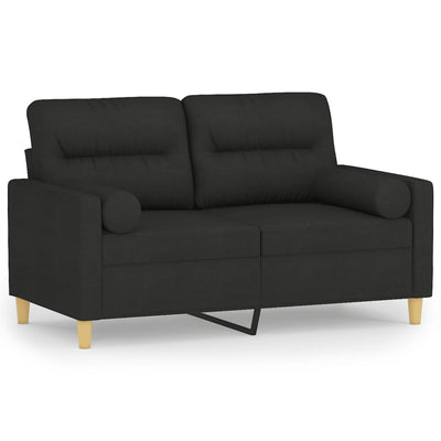 2-Seater Sofa with Throw Pillows Black 120 cm Fabric Payday Deals