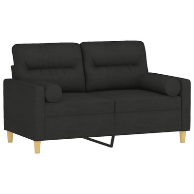 2-Seater Sofa with Throw Pillows Black 120 cm Fabric Payday Deals