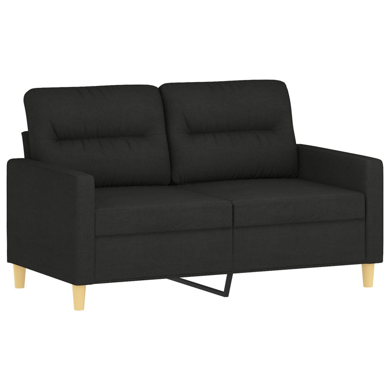 2-Seater Sofa with Throw Pillows Black 120 cm Fabric Payday Deals