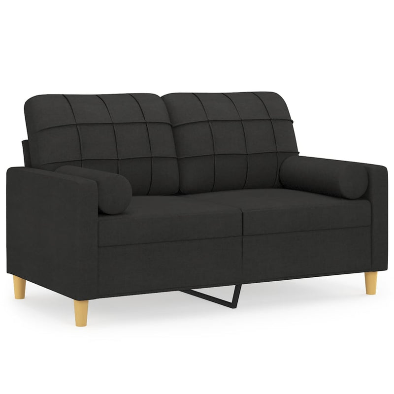 2-Seater Sofa with Throw Pillows Black 120 cm Fabric Payday Deals