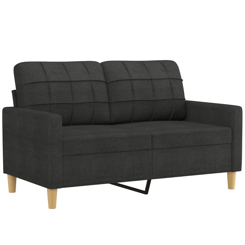 2-Seater Sofa with Throw Pillows Black 120 cm Fabric Payday Deals