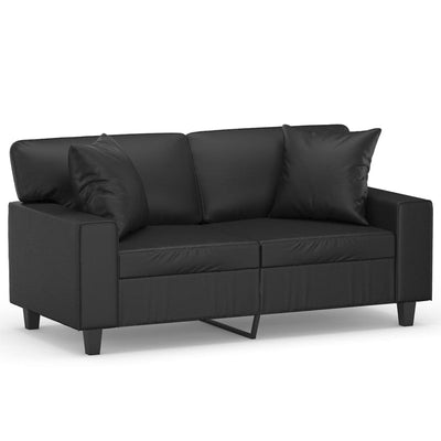 2-Seater Sofa with Throw Pillows Black 120 cm Faux Leather Payday Deals