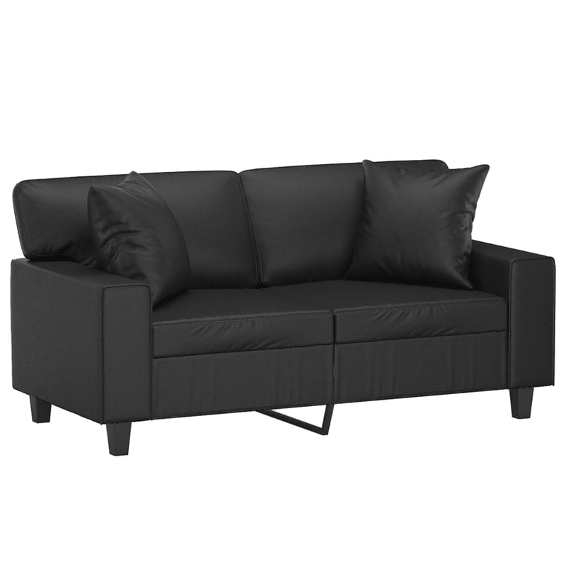 2-Seater Sofa with Throw Pillows Black 120 cm Faux Leather Payday Deals