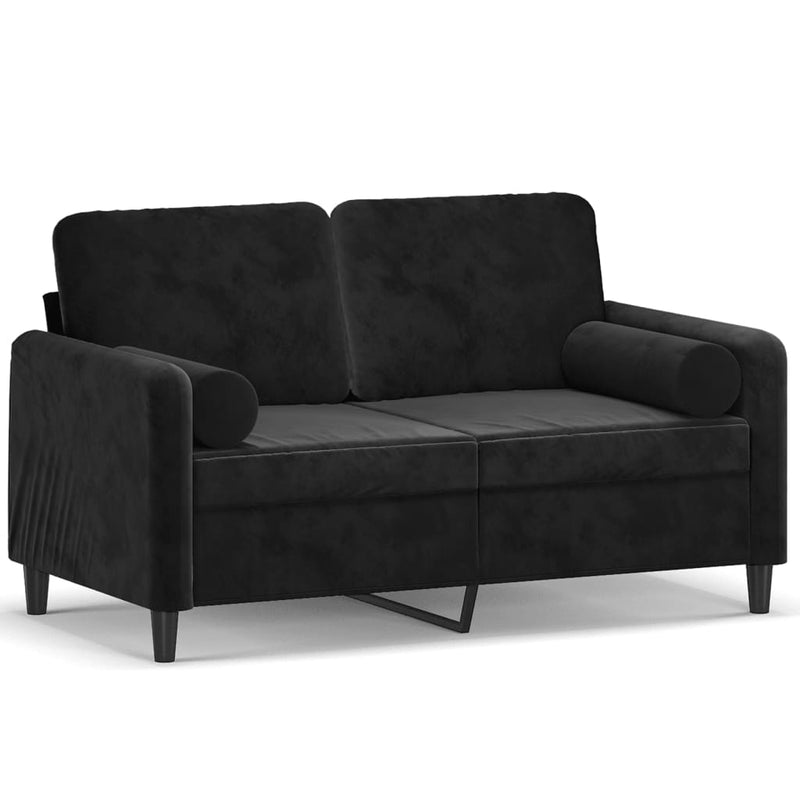 2-Seater Sofa with Throw Pillows Black 120 cm Velvet Payday Deals