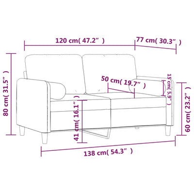 2-Seater Sofa with Throw Pillows Black 120 cm Velvet Payday Deals