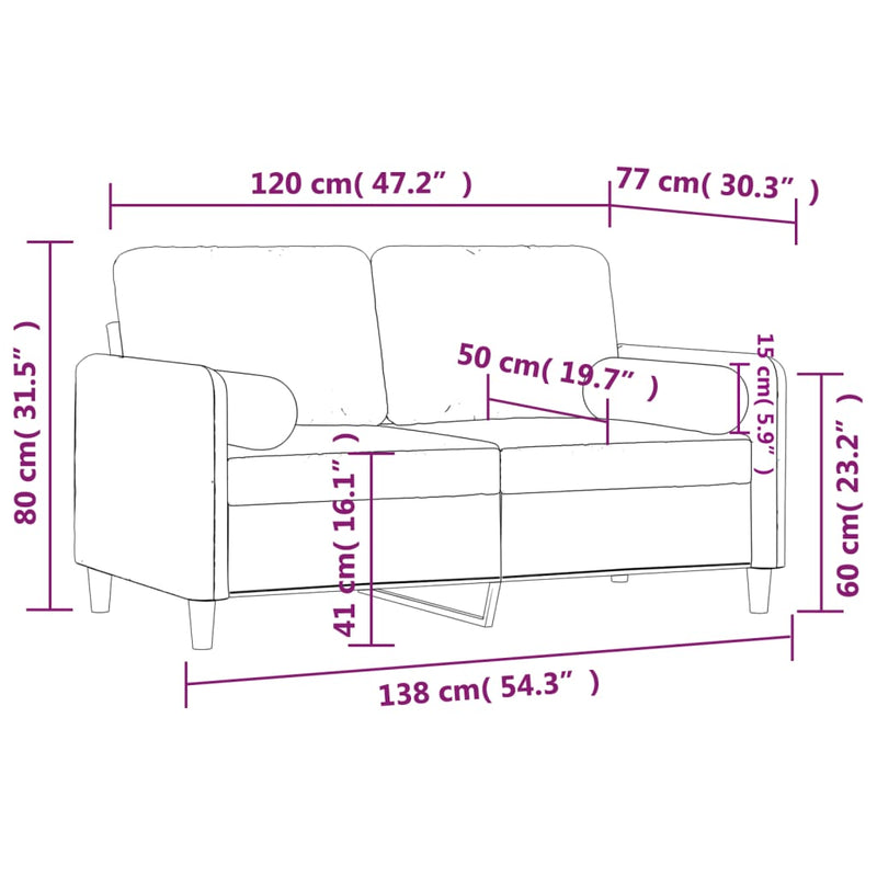 2-Seater Sofa with Throw Pillows Black 120 cm Velvet Payday Deals