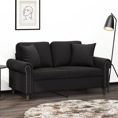 2-Seater Sofa with Throw Pillows Black 120 cm Velvet Payday Deals