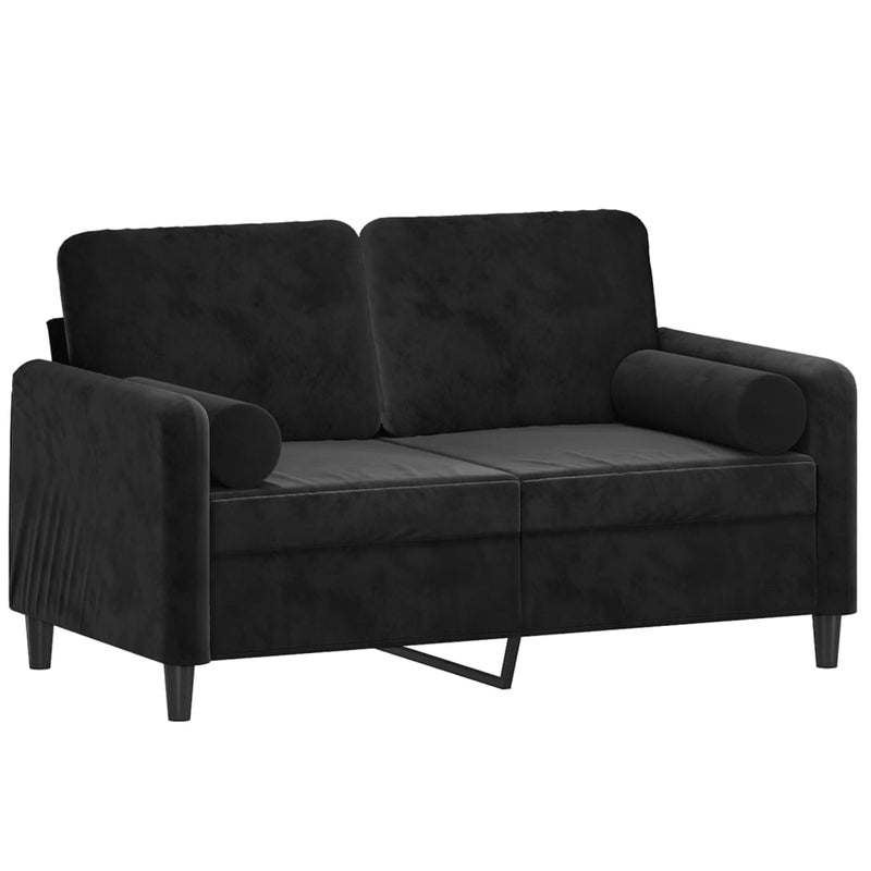 2-Seater Sofa with Throw Pillows Black 120 cm Velvet Payday Deals