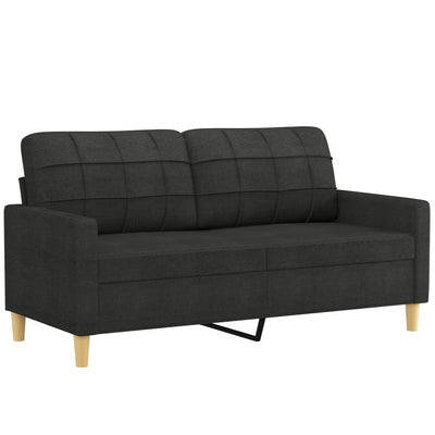 2-Seater Sofa with Throw Pillows Black 140 cm Fabric Payday Deals