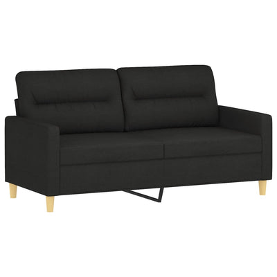 2-Seater Sofa with Throw Pillows Black 140 cm Fabric Payday Deals