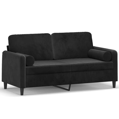 2-Seater Sofa with Throw Pillows Black 140 cm Velvet Payday Deals