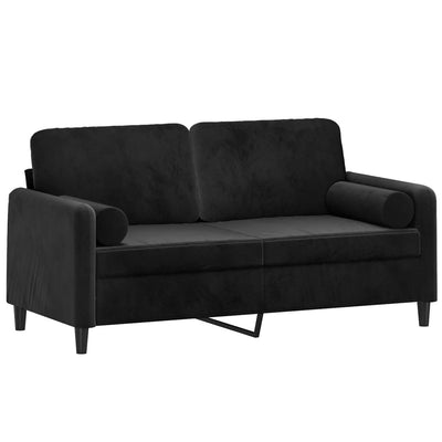 2-Seater Sofa with Throw Pillows Black 140 cm Velvet Payday Deals