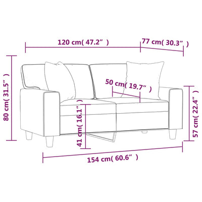 2-Seater Sofa with Throw Pillows Cappuccino 120 cm Faux Leather Payday Deals