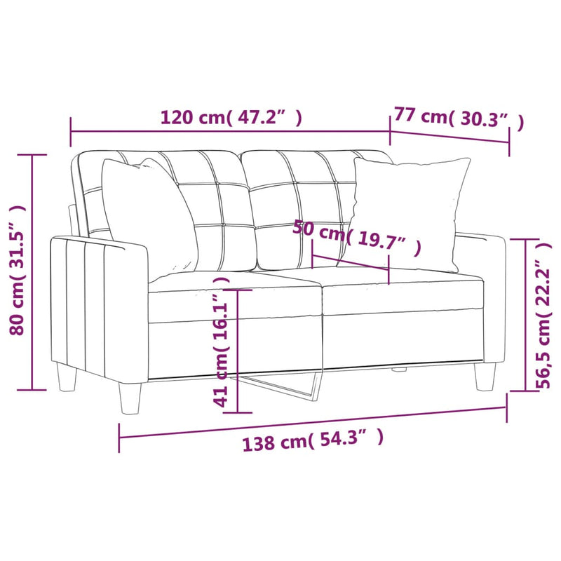 2-Seater Sofa with Throw Pillows Cappuccino 120 cm Faux Leather Payday Deals