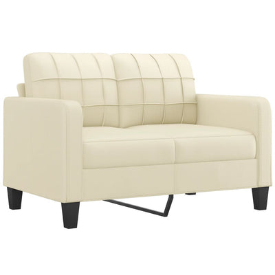 2-Seater Sofa with Throw Pillows Cream 120 cm Faux Leather Payday Deals