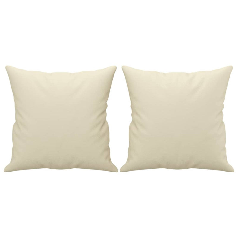 2-Seater Sofa with Throw Pillows Cream 120 cm Faux Leather Payday Deals