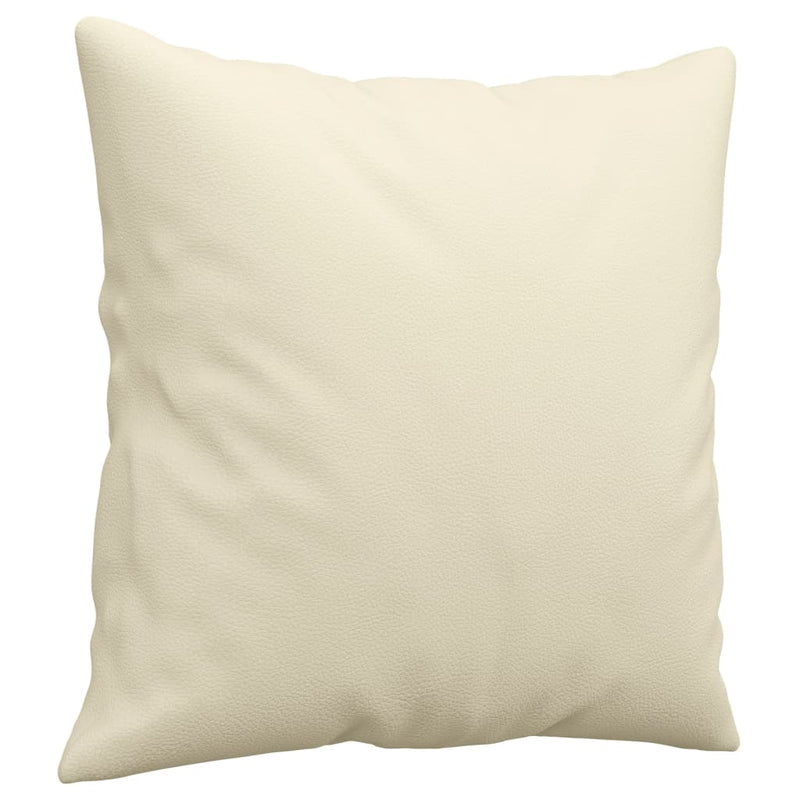 2-Seater Sofa with Throw Pillows Cream 120 cm Faux Leather Payday Deals