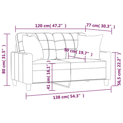 2-Seater Sofa with Throw Pillows Cream 120 cm Faux Leather Payday Deals