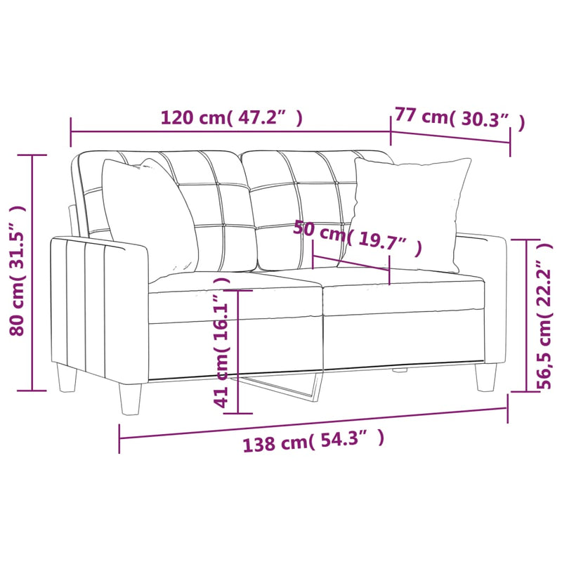 2-Seater Sofa with Throw Pillows Cream 120 cm Faux Leather Payday Deals