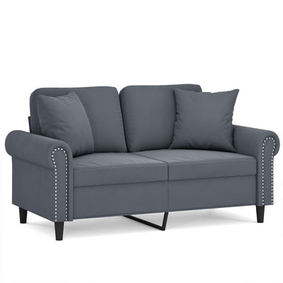 2-Seater Sofa with Throw Pillows Dark Grey 120 cm Velvet Payday Deals